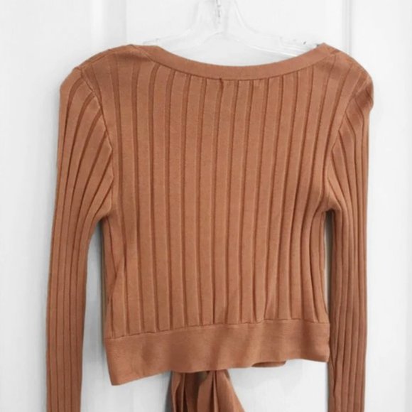 Forever 21 - Burnt Pumpkin Ribbed Wrap /Tie LongSleeve - Picture 3 of 8